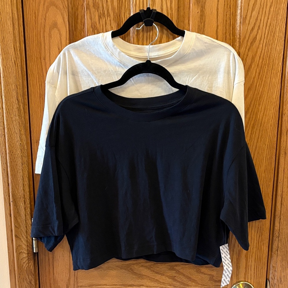 2 BDG Cropped Tees, Black and White NWT